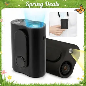 [Spring Deals] Coucur Portable Car LCD Clip Fan 360° Rotatable 3 Speed Wind 12V USB Rechargeable 1800mAh Electric Fan Low Noise Mini Fan with LED Display & Adjustable Rotary Button for Car Seats Desks Camping