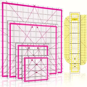 6pcs Acrylic Square Quilling Ruler Set (12.5/9.5/6/4.5 inch), Quilting Template & Sewing Ruler, Craft Stitching Measuring Tool for DIY Sewing & Quilting Projects