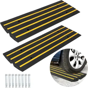 GARVEE 2 Pack Black Rubber Threshold Ramp - Heavy Duty Curb Ramp with 50 Ton (110,000 Lbs) Capacity, 48'' Length, Suitable for Cars, Trucks, Motorcycles, and Wheelchairs
