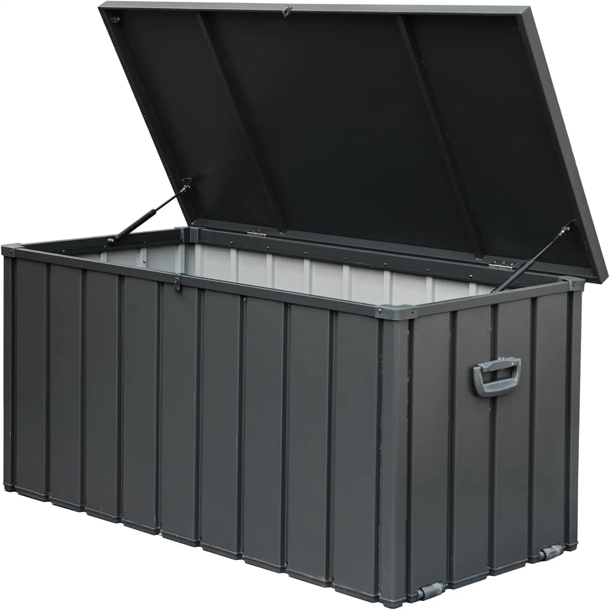 Hdmw Best 100 Gallon Outdoor Storage Deck Box Waterproof Large Patio Storage Bin for Cushions, Throw Pillows, Garden Tools & Lockable Dark Gray