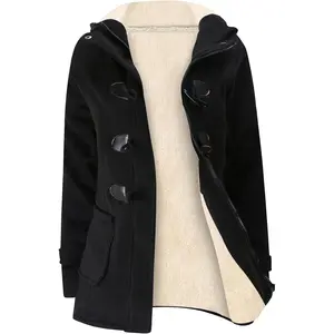 Winter Jackets for Women Sherpa Lined Jacket Women Duffle Toggle Coat Hooded Fleece Jacket