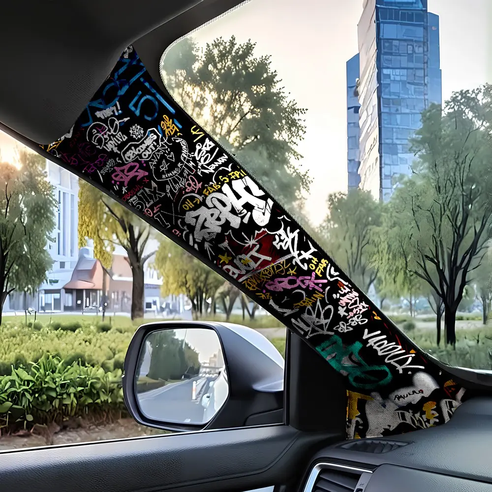 Jdm Car Interior Abc Pillar Modification Kit, Graffiti Pattern Self-Adhesive Elastic Patch Set, Upgrade Roof Liner Refresh, Car Stickers, Car Interior Decor, Car Decorations, Automotive Decoration