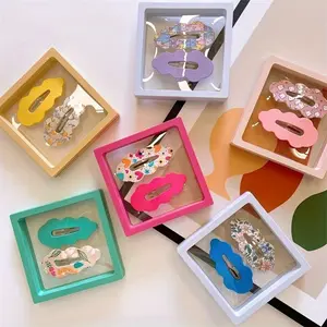 3pcs floating display case Black transparent floating frame display plastic frame holder for jewelry, challenge coins, gifts, antiques transparent jewelry box Wear nail ring bracelet micro badge display box