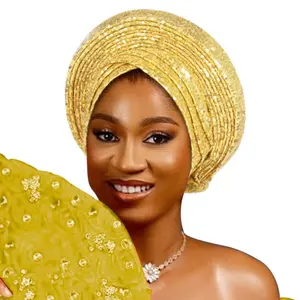 New Style, Premium, Elegant, Fashionable, Sequin Layered Headscarf, Formal Headwear, Breathable Fabric, Luxurious Look, Festive Design, High-Quality Materials, Bridal Party, A Must-Have for Stylish Women