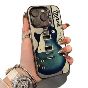 Classic Guitar Music Pattern Phone Case for iPhone 17 16 Pro Max 15 Pro Max 14, Trendy Fashion Aesthetic Protective Cover