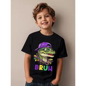 Mardigator Alligator Bruh Mardi Gras Costume Funny Aesthetic Graphic Kid T-Shirt Cute Kid T Shirts Street Style Tops Tees for Kid