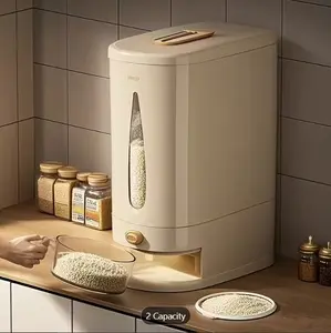 Modern Press-to-Release Rice & Grain Dispenser (10kg) | Durable, Transparent Kitchen Storage Solution with Easy-Open Lid