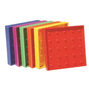212 MAIN Colorful Plastic Geoboards Set, Learning Advantage CTU7728 Model, 5in Size, 5x5 Pin Array, for School & Educational Office Stationery Supplies, Colorful Set
