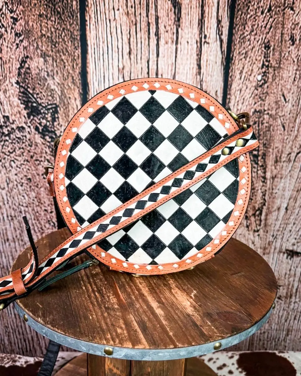 Marfa Leather Checkered Canteen Purse by Countryside Co.