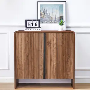 Giratree Mid-Century Modern Sideboard Buffet, Grooved Edge Console Cabinet with Storage, Double Door Cabinet, Curved Edges, Adjustable Shelves, Decorative Storage for Living Room, Kitchen, Entryway