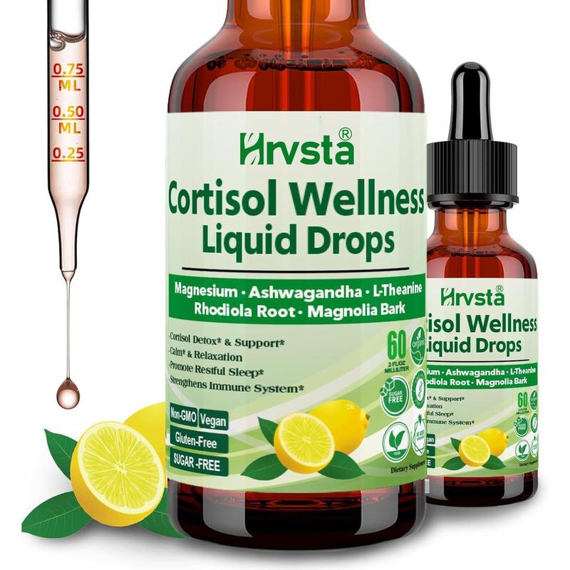 Hrvsta Cortisol Supplement Liquid Drops 17-in-1 Detox with Magnesium ...