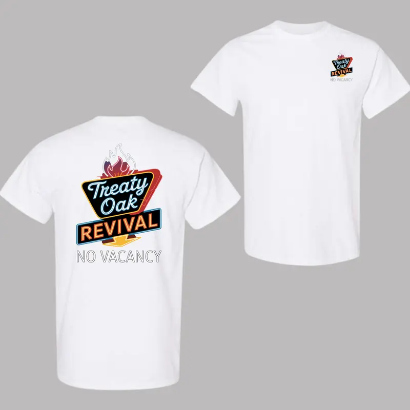 Treaty Oak Revival No Vacancy 100% Cotton T-Shirt, Trendy Unisex Graphic Tee, Xmas Funny Christmas Gift for Men for Women, Cool Band Merch, Retro Design Tee