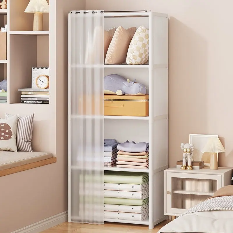 5-6 tier storage rack, Closet storage rack, Clothes storage, easy-to-assemble wardrobe, dustproof storage cabinet, stackable bookshelf, available in black/white, suitable for bedroom, dormitory, office, small spaces, Furniture Storage