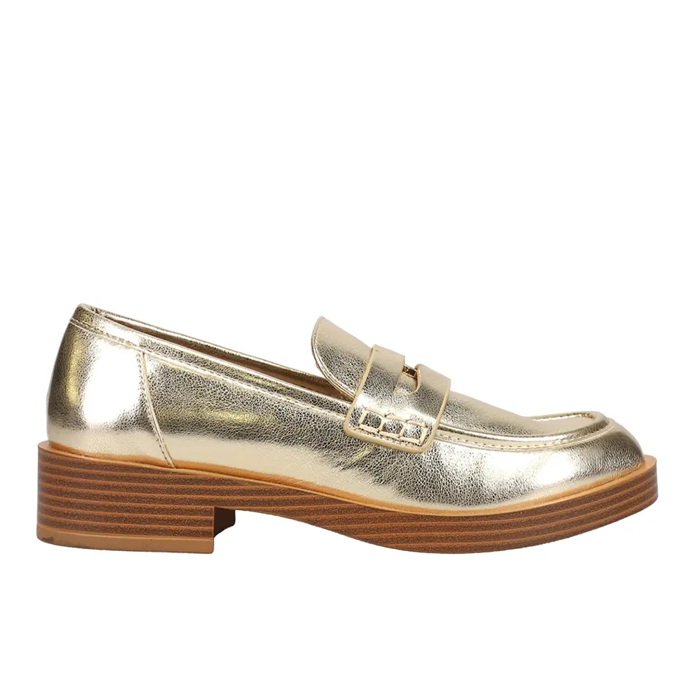 Chinese Laundry Womens Porter Metallic Penny Slip On Loafers Casual - Gold