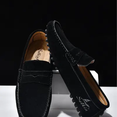 Hey Dude Black Men\'s Casual Slip-On Loafers with Gold Accents Amazon.com | HEYDUDE Wally Slip Smiley Black/Yellow Size 4  main image 2
