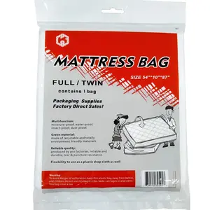 K  Mattress Bags for Moving and Storage, /Full Size 54-Inch by 87-Inch Clear,1Pack, Disposable Plastic Mattress Cover