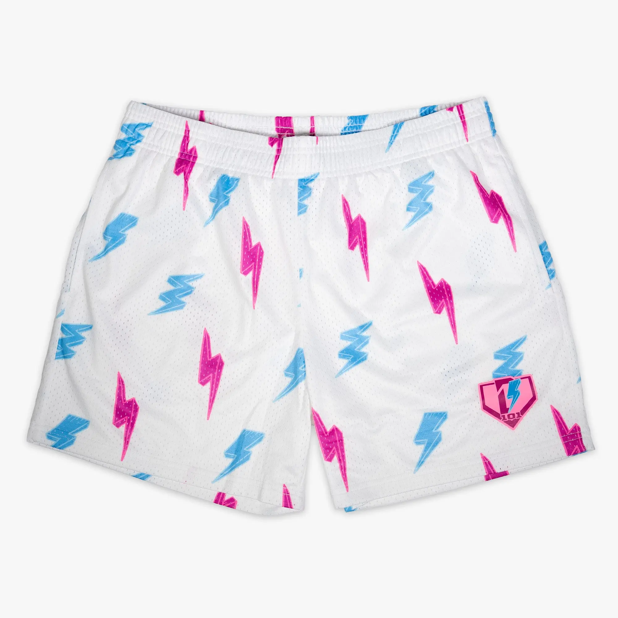 Baseball Lifestyle 101 - Rain Delay Lightning Bolt Mesh Shorts for Youth & Adults | Lightweight & Breathable Summer Sports Shorts for Casual & Outdoor Style for Women & Men | Baseball Training, Gym & Everyday Activewear | Perfect Gift for Him