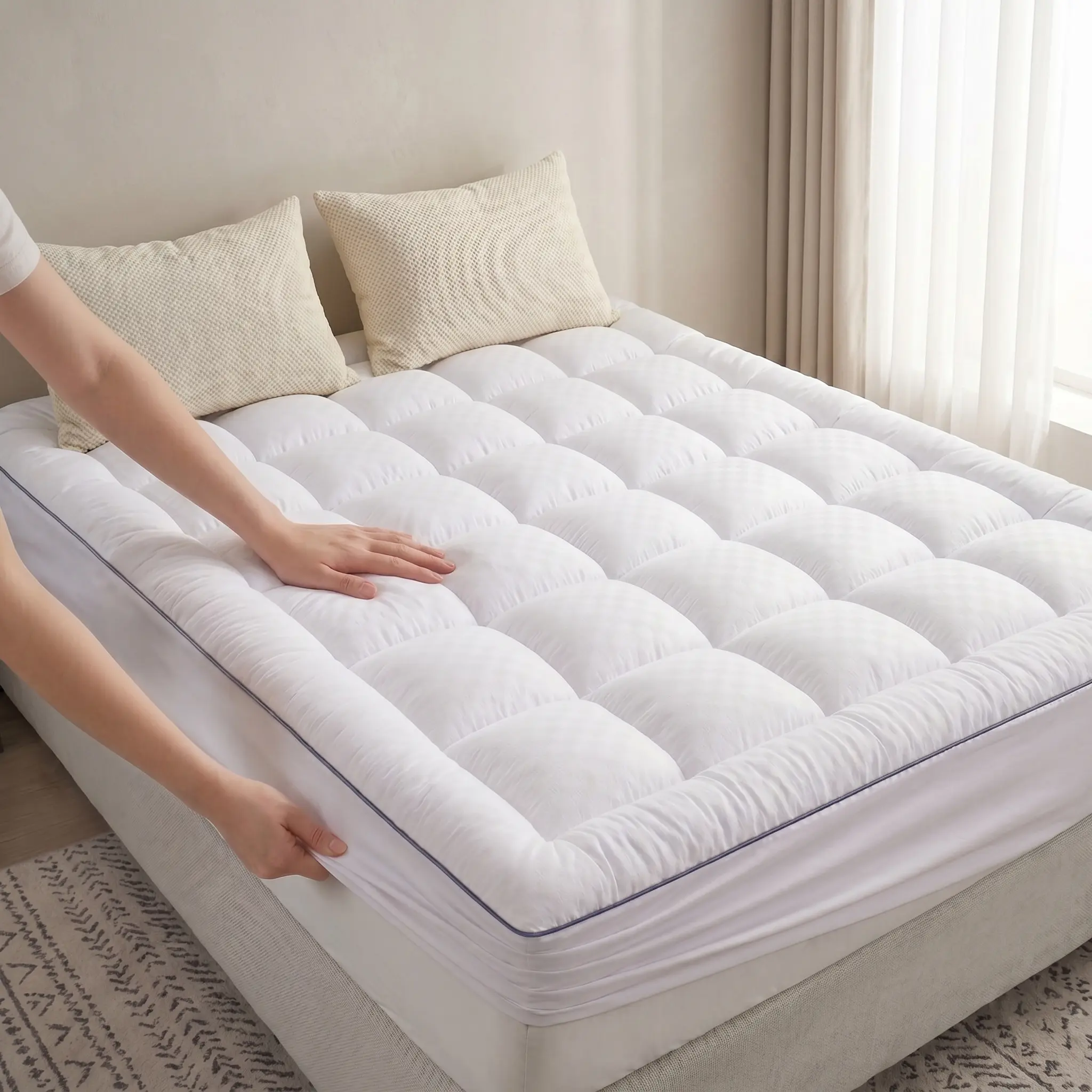 Extra Thick Pillow Top Mattress Pad Queen Size, Ultra Soft Overfilled Bed Topper with Deep Pocket, Cloud-Like Comfort for Better Sleep