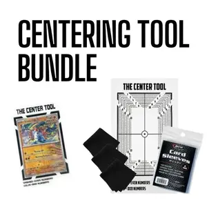 Centering Tool Bundle for Sports & Pokemon Cards with Measurement Guide, 2 Microfiber Cloths, 5 Semi-Rigid Holders, 100 Ultra Clear Penny Sleeves