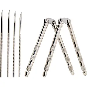 2PK Stainless Steel Set, 2 Nutcrackers and 4 Picks