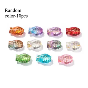10Pcs/lot Small Fish Pendants 10x14mm Faceted Colored Glaze Loose Beads For DIY Making Charms  Necklace Jewlery Accessories