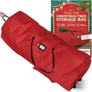 Christmas Tree Storage Bag with Wheels - Heavy Duty Christmas Tree Bag Fits Up to 9ft Tall Artificial Christmas Tree, , Durable Handles & Zipper - Xmas Tree Storage Bag (Red)