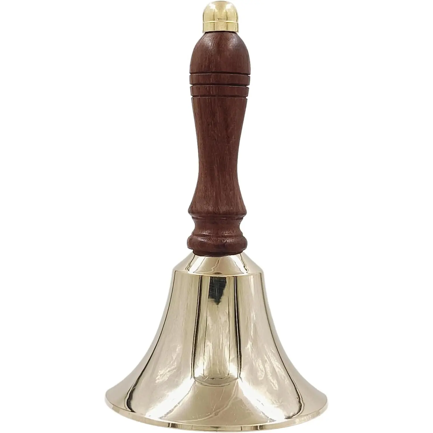 Super Loud Polished Brass Hand Call Bell for Weddings, Christmas, School (3" D x 3" W x 5.5" H) Hand Bells by  (Pack of 1)