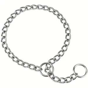 Heavy-Duty Metal Dog Choke Chain - Adjustable Slip Collar with Secure Clasp for Large Breed Training and Control