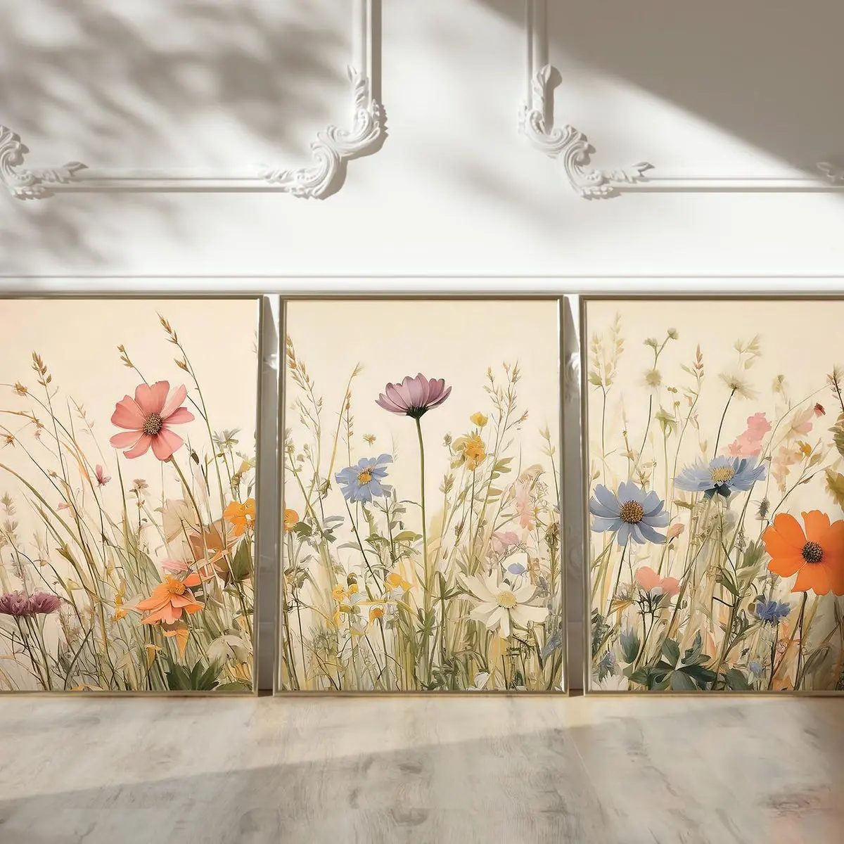 Botanical Art Trio Prints for Home Decor, Watercolor Floral Poster Set of 3, Colorful Wildflower Posters, Room Decor, Unframed