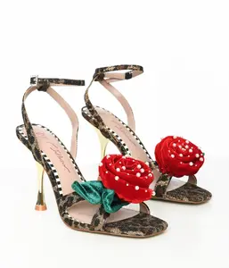 Betsey Johnson Leopard & Rosette Peep Toe Heels
