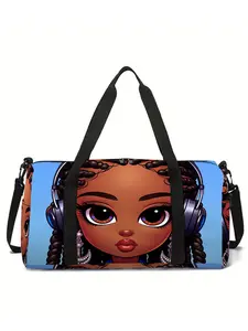 African Girl Pattern Large-Capacity Travel Duffel Bag, Portable Handheld Storage Bag Overnight Duffel Bag, Travel Essentials Bag