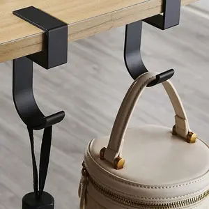 5 Letter Table Bag Holder, Desk Side Backpack Hook, Student Bookbag Hanger, Office Desk Portable Hanging Hook, Detachable and Moveable Hooks