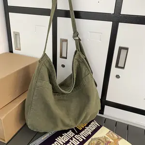 Canvas Hobo Crossbody Shoulder Tote Bag for Women and Men W/Multi-pocket Casual Purse Messenger Bags Travel Work