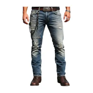 Pants Key Wallet Chain Mens Jeans Heavy Punk Horn Money Clip Trousers Chain Clasp Antique Silver Metal Black Leather Durable Biker Style