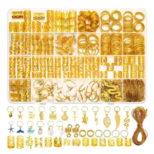 285PCS Gold Hair Jewelry for Braids – Dreadlock Accessories, Loc Jewelry, Braid Rings, Cuffs & Charms for Women & Girls