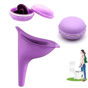 Soft Silicone Female Urinal With Storage Box Portable Outdoor Camping Shrinkable Urinal For Women Stand Up Hiking Essentials Travel Accessory