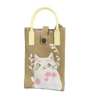 Cute Cat Crossbody Phone Bag with Adorable Cat Design Lightweight Casual Fashion Small Shoulder Purse for Daily Outings and Errands Handcrafted Bag Handmade Bag