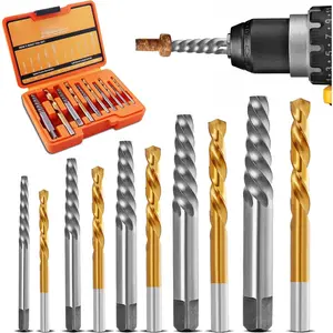 Screw Extractor and Left Hand Drill Bits Set, Bolt Remover Reverse Cobalt HSS Steel Drill Bit for Rounded-Off, Damaged , Screws&Studs