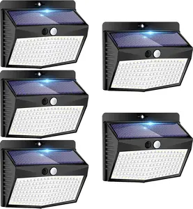 Solar Outdoor Lights - 138 LED/5 Packs Solar Motion Sensor Security Lights with 3 Lighting Modes for Garden, Fence, Yard, Deck, Garage