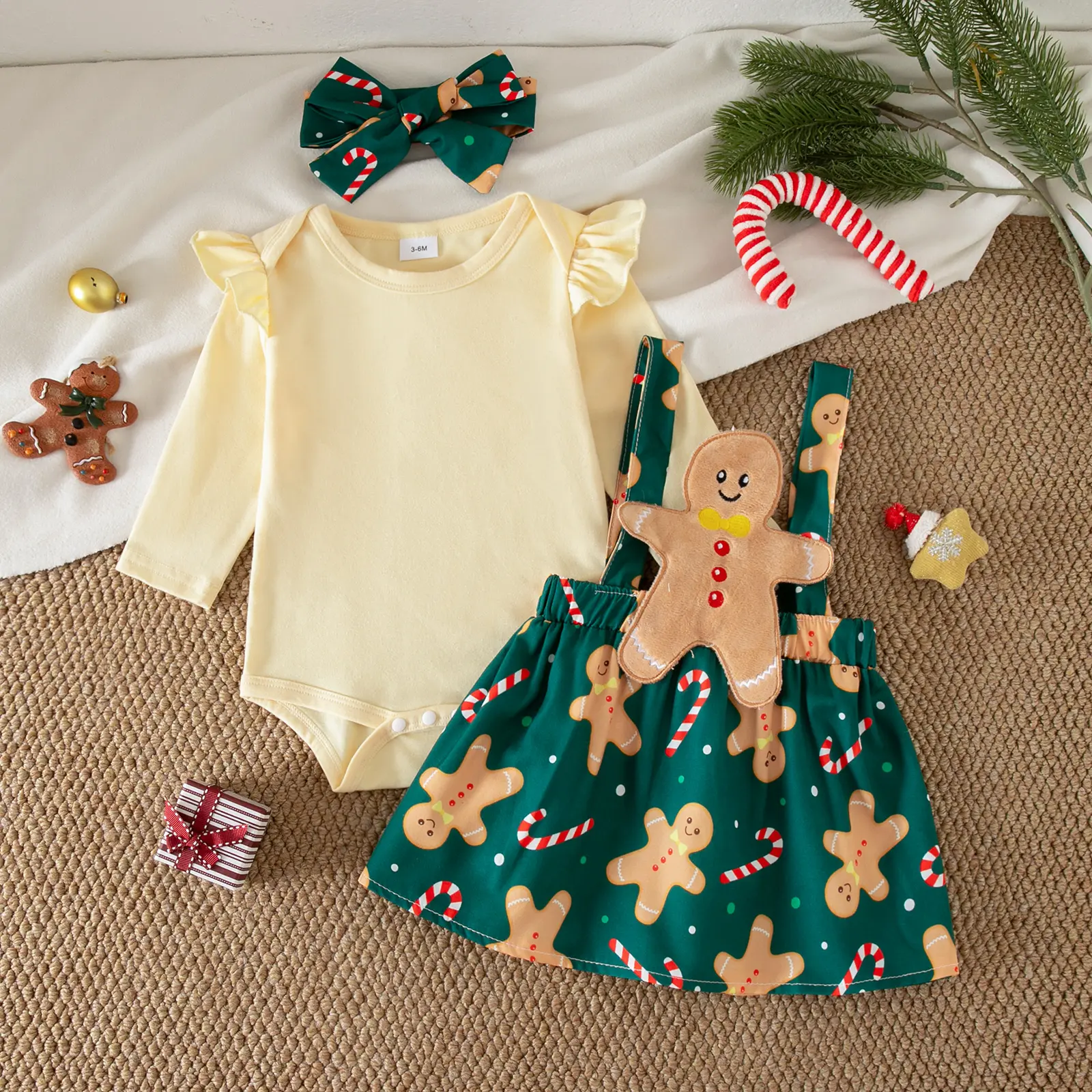 My First Christmas Baby Girl Outfit Newborn Romper Skirts Set Fall Winter Infant Christmas Dress Overall Clothes