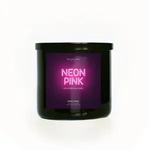 Neon Pink 3-Wick Scented Soy Candle | Cotton Candy Caramel Sugar Candle