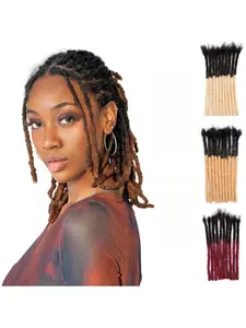 Real Hair Dreads Extensions, Thickness 0.6cm, 10-60 Strands, 1b#, 1b/27#, 1b/30#, 1b/99j#, Handmade, Permanent, Colorable, Curly