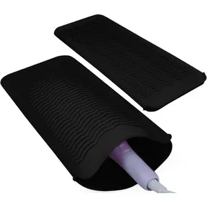 2 count  Heat Resistant Mat Pouch for Hair Straightener, Curling Iron, Flat Iron and Hot Hair Tools Black
