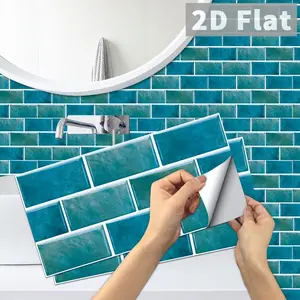 Retro Stripped Tile Stickers, Vinyl Mosaic Wall Stickers, Self-Adhesive Waterproof Kitchen And Bathroom Stickers, Strong Adhesion, Waterproof And Stain Resistant For Kitchen And Bathroom 12/24/48 Pieces