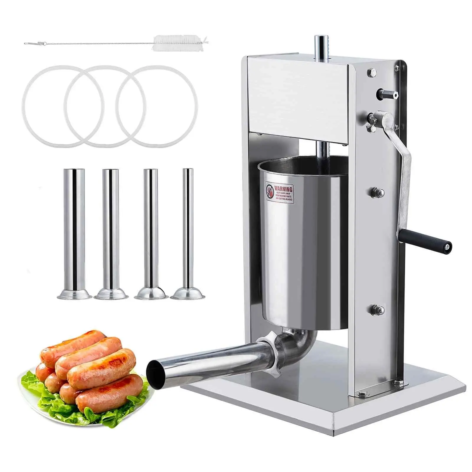 GARVEE Sausage Stuffer, Manual 11 LBS/5 L Sausage Maker Machine, Meat Stuffer with Dual Speed, Stainless Steel Heavy Duty Sausage Filler with 4 Stuffing Tubes, for Commercial and Home Use