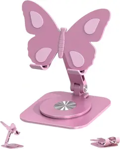 2026 Latest 360° Rotating Butterfly Tablet & Mobile Phone Mount, Premium Aluminum Alloy Build, Folding Portable Angle-Adjustable Cradle, Anti-Slip Stable Universal Tech Accessories for Home, Office Desk, Graduation Gift