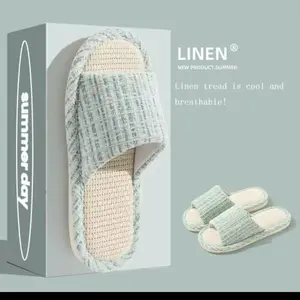 2025 New Women's Fashion Home Linen Couple Slippers Breathable Home Shoes Moisture Absorbing Anti slip Cotton Linen Slippers Minimalist comfortable indoor