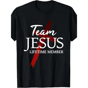 Religious Graphic Tee For Men Team Jesus Lifetime Member Vintage Streetwear Cotton Blend Breathable Short Sleeve Crew Neck Casual T-Shirt Bold Print All Seasons Wear gifts