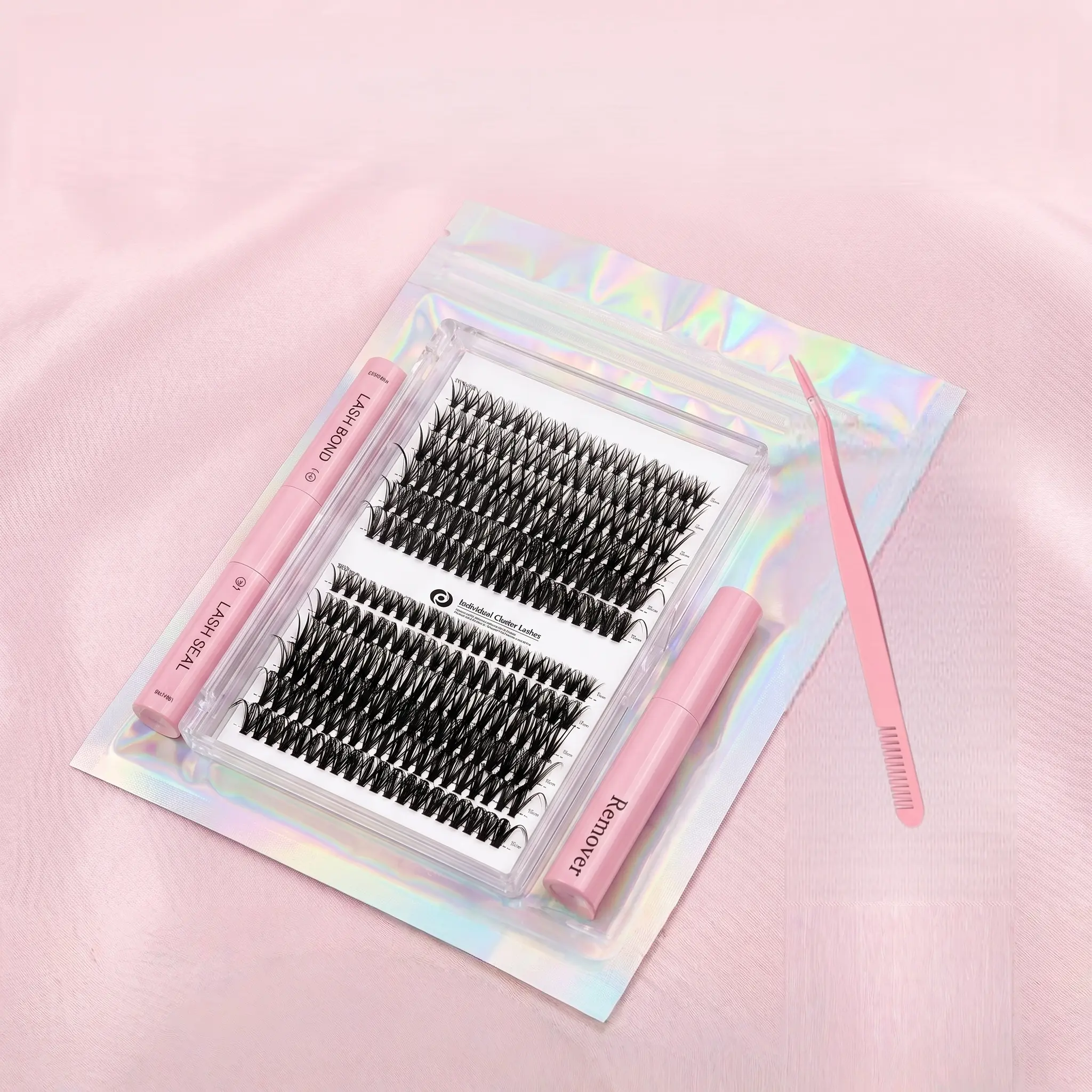 Mixed Length False Eyelashes with Bond and Seal & Remover & Tweezers&Eyelash Curler, Natural Eyelash Extensions, Faux Clusters Lash for Eyelash Enhancements, Lashes Glue Extension, Individual Eyelash, Lashes Clusters, Cosmetic, Flawless Makeup Lightweight