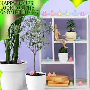 30 Pcs Mini Resin Luminous Gnomes Bulk Tiny Fairy Resin Statues Glow in The Dark Small Gnomes Miniature Figurines for Landscape Outdoor Patio Yard Lawn Plant Pots Fairy Decor (Vivid)